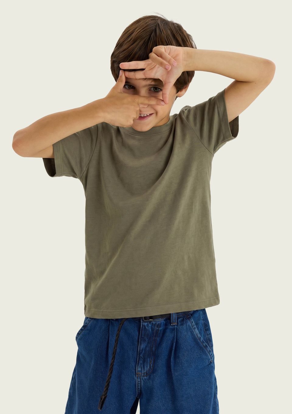 Camiseta Básica Infantil Menino Manga Curta Slim - Verde