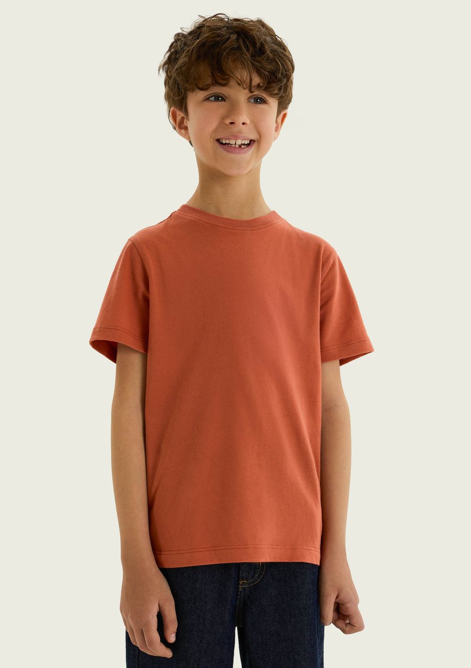 Camiseta Básica Infantil Menino Manga Curta Slim - Laranja