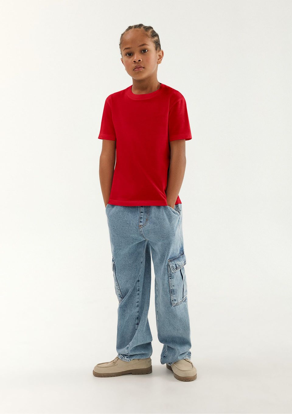 Camiseta Básica Infantil Menino Manga Curta Slim - Vermelho