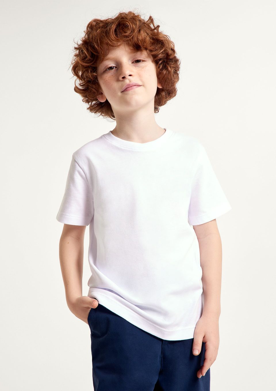 Camiseta Básica Infantil Menino Manga Curta Slim - Branco