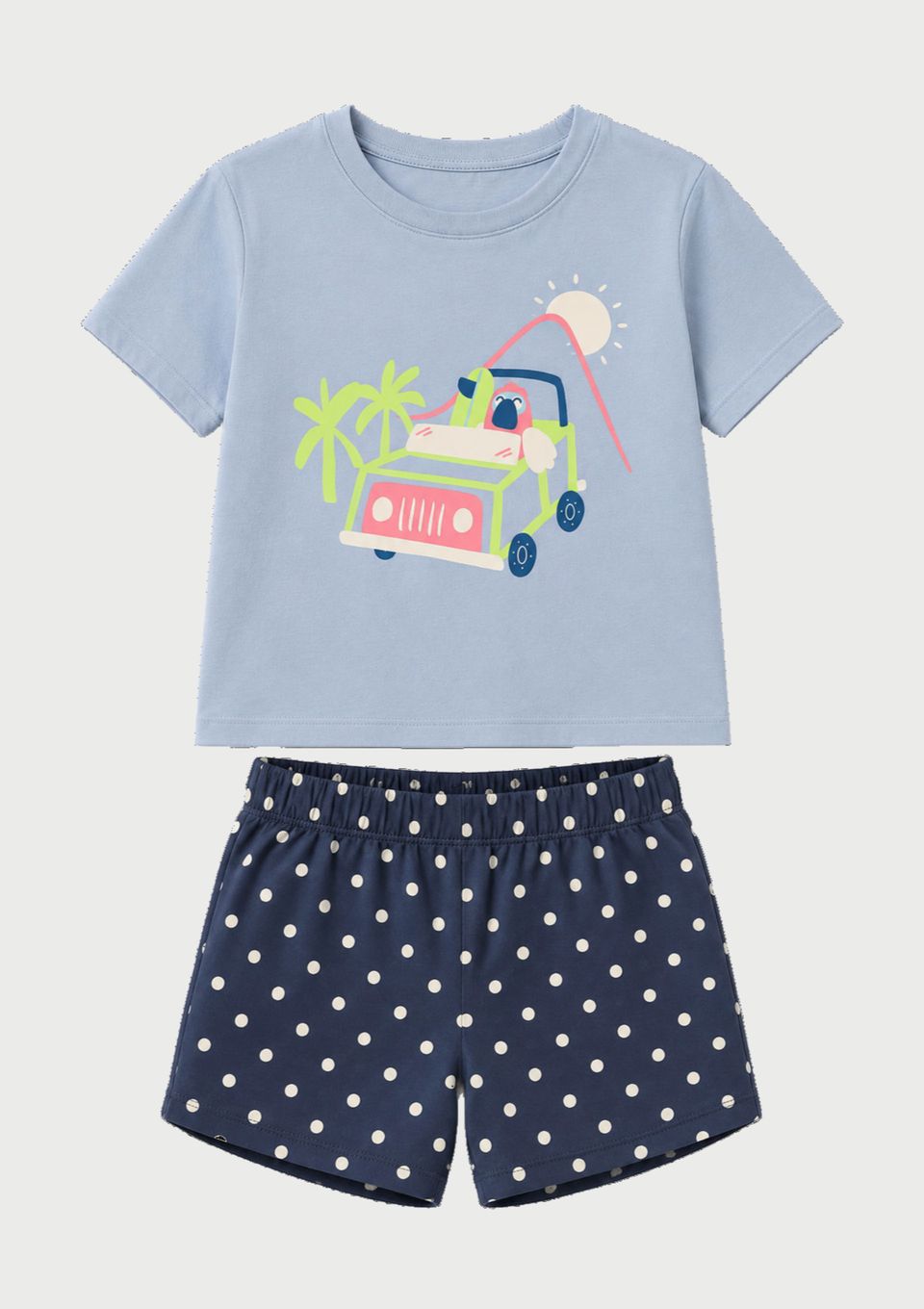 Conjunto Curto Infantil Menina Toddler Estampado - Azul
