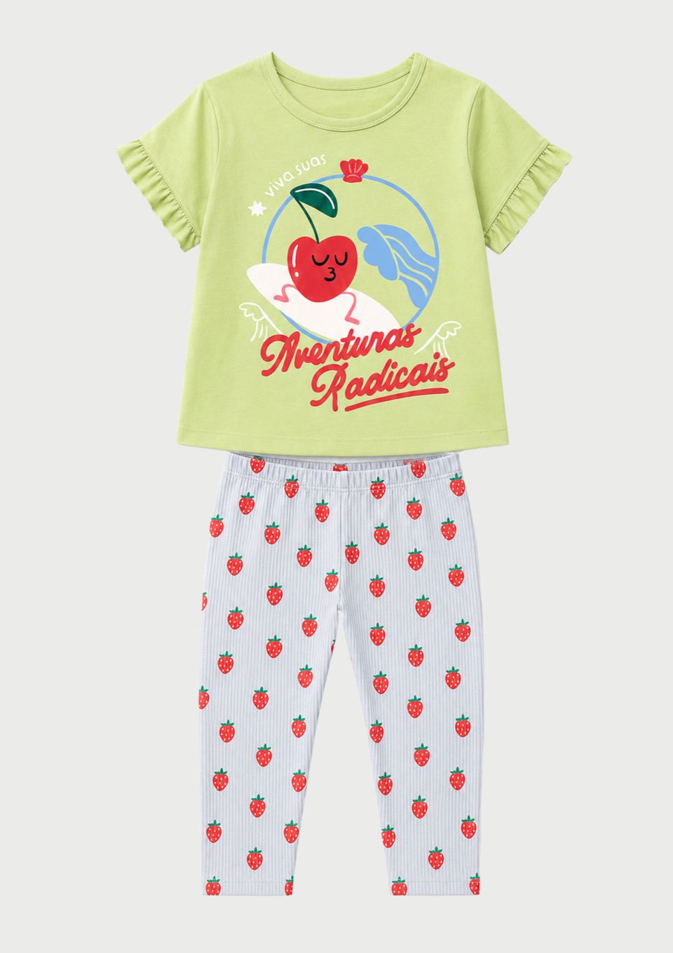Conjunto Longo Infantil Menina Toddler Estampado - Verde