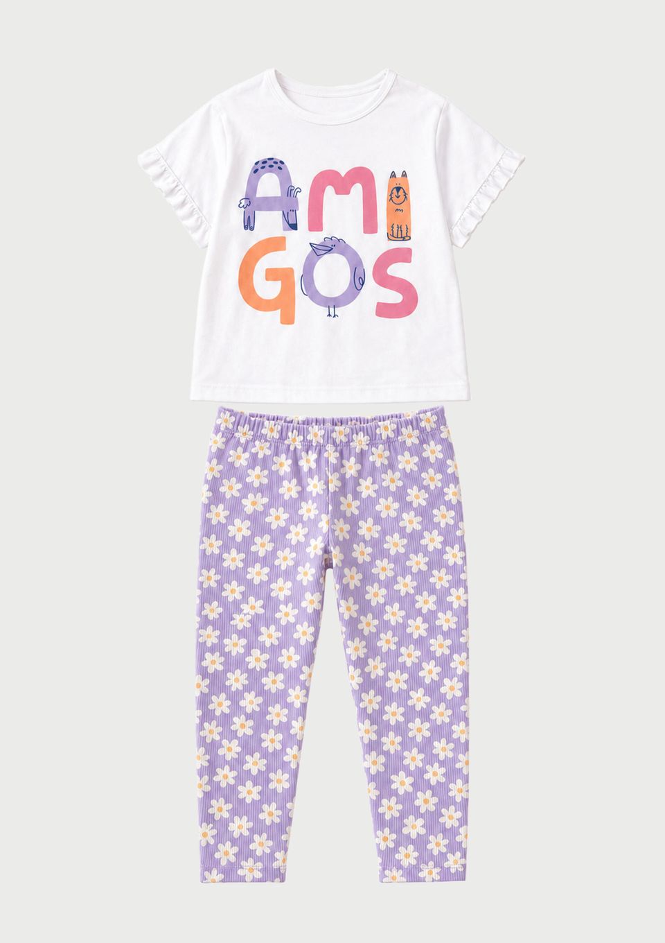 Conjunto Longo Infantil Menina Toddler Estampado - Lilás
