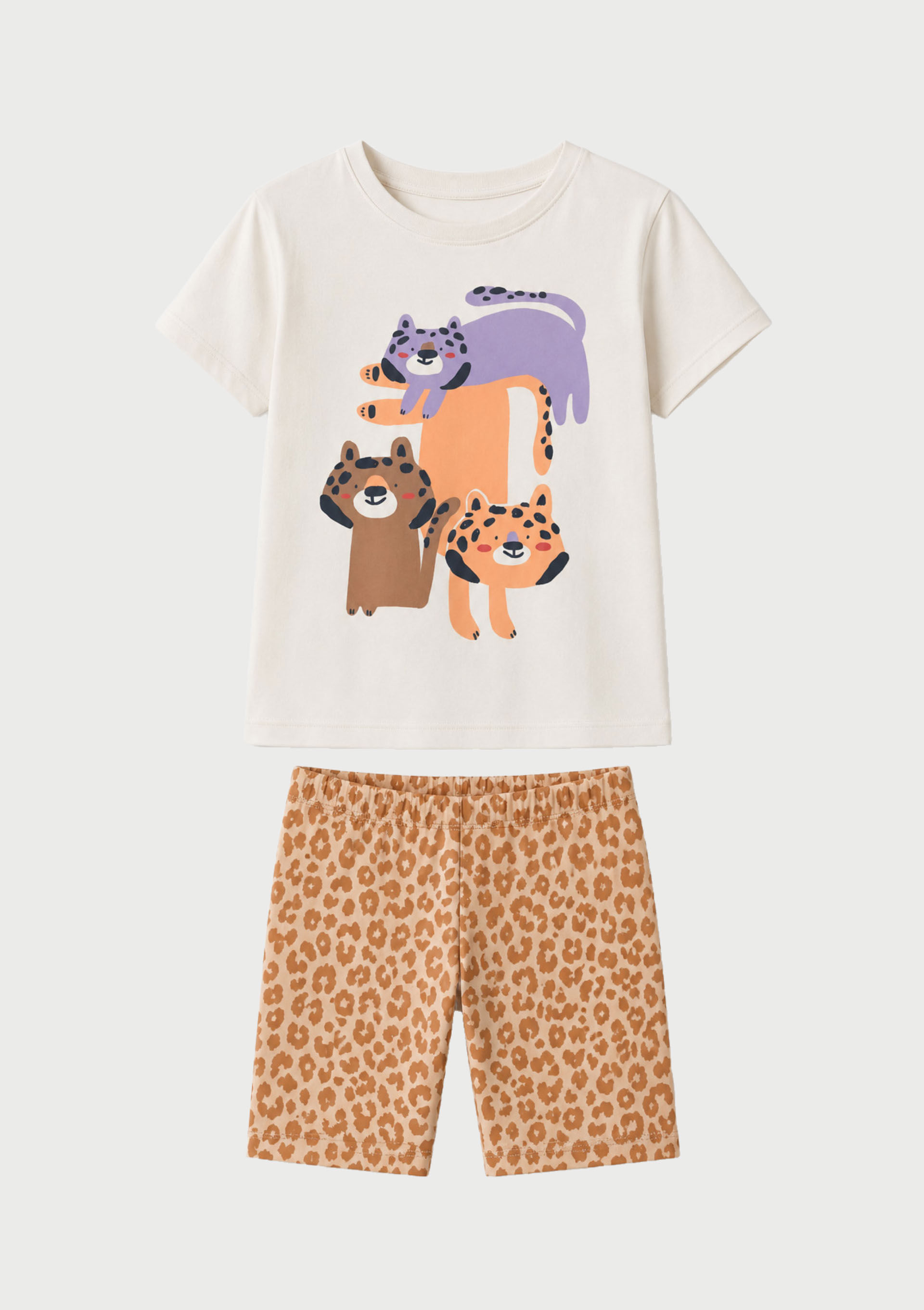 Conjunto Curto Infantil Menina Toddler Estampado - Bege — Hering