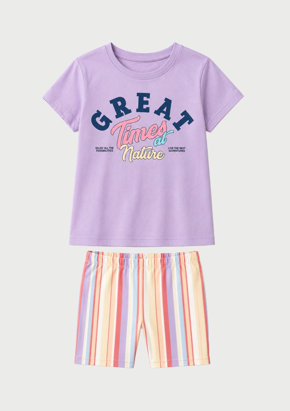 Conjunto Curto Infantil Menina Toddler Estampado - Lilás