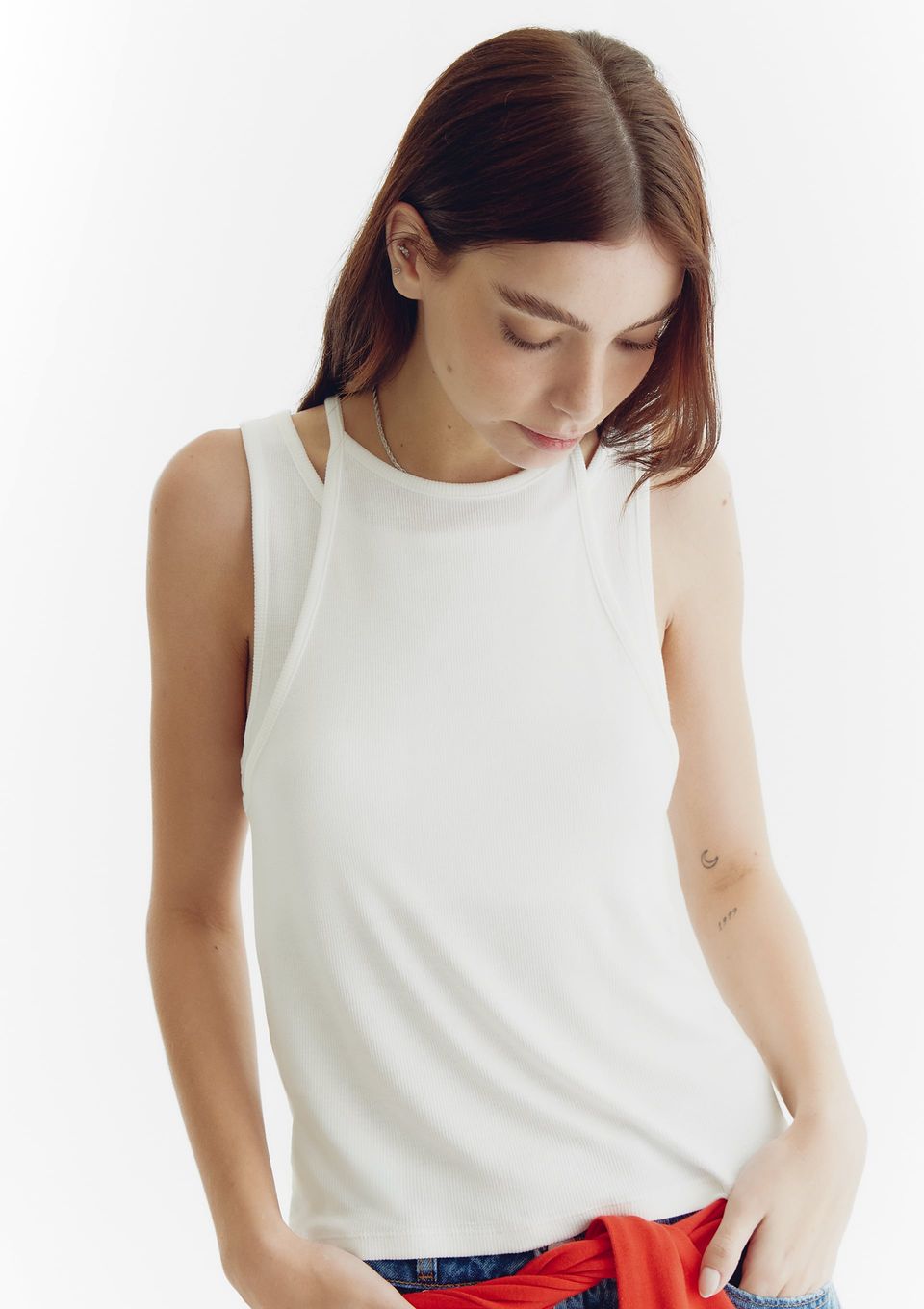 Regata Feminina com Sobreposição - Off White