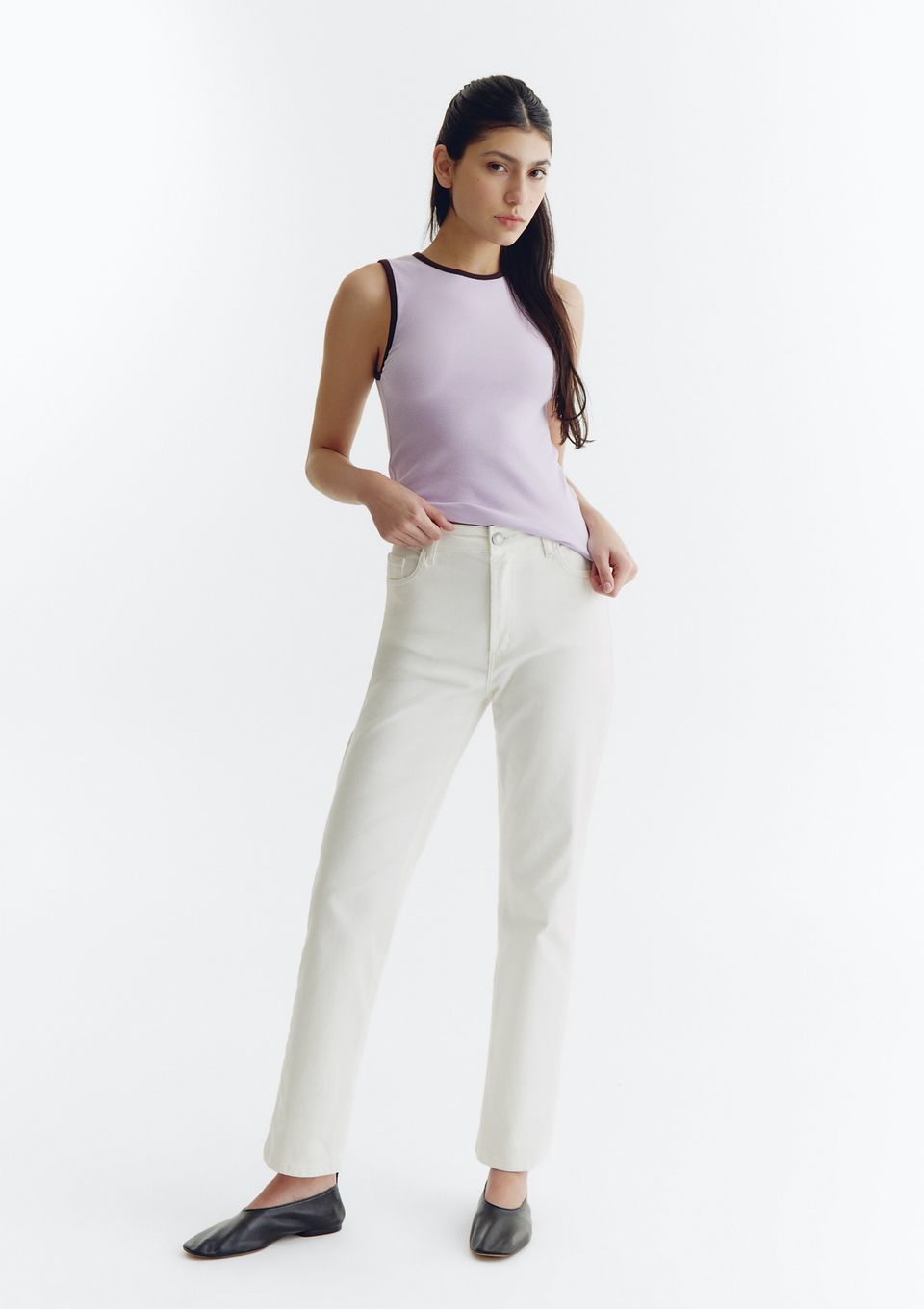 Calça Feminina Reta em Sarja - Branco