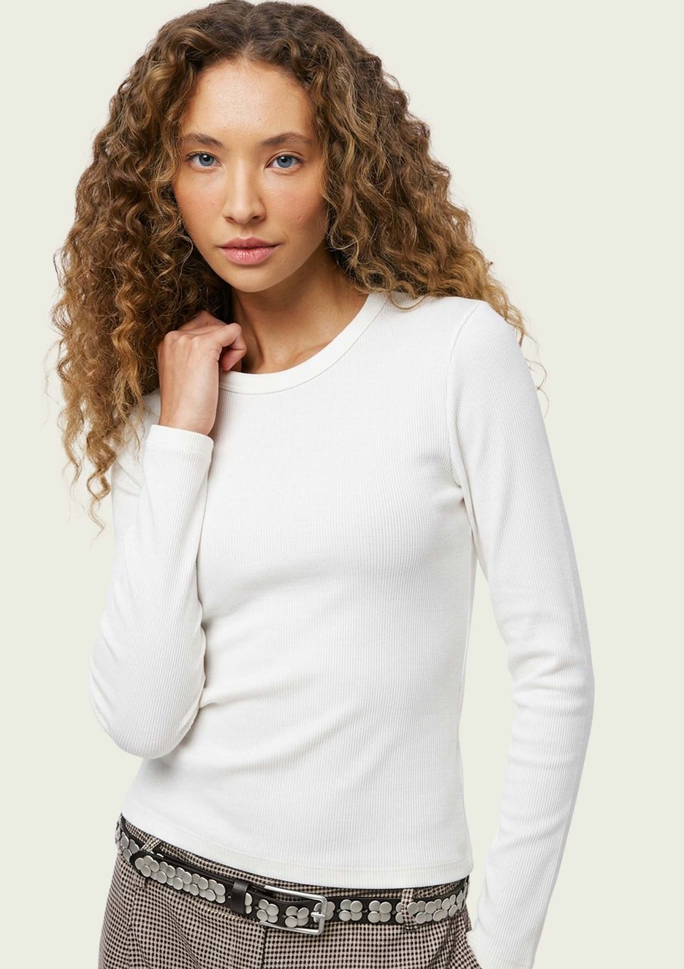 Blusa Feminina Manga Longa com Elastano - Off White