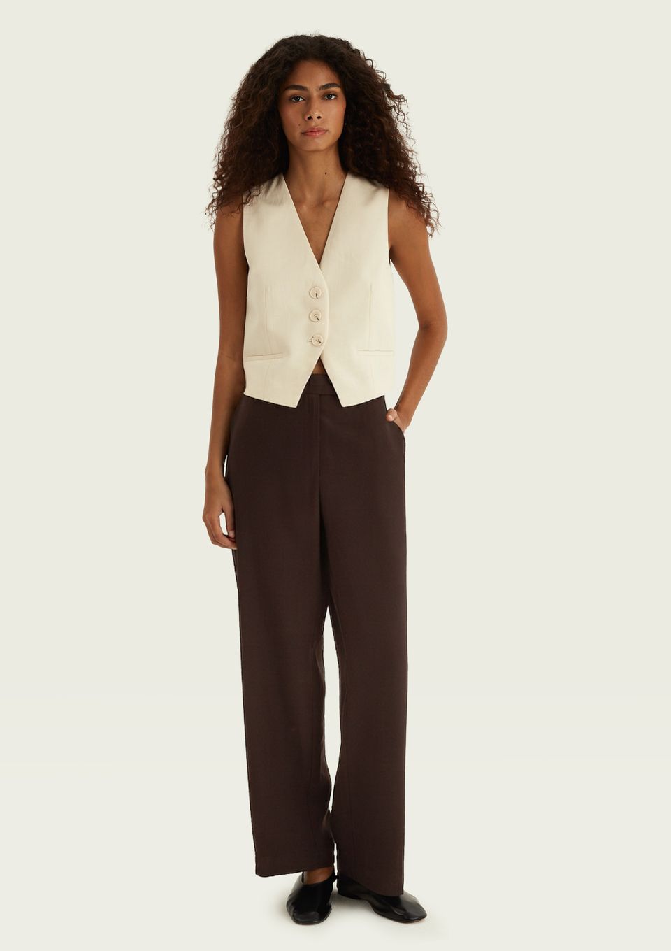Calça Feminina Alfaiataria em Peach Touch - Marrom