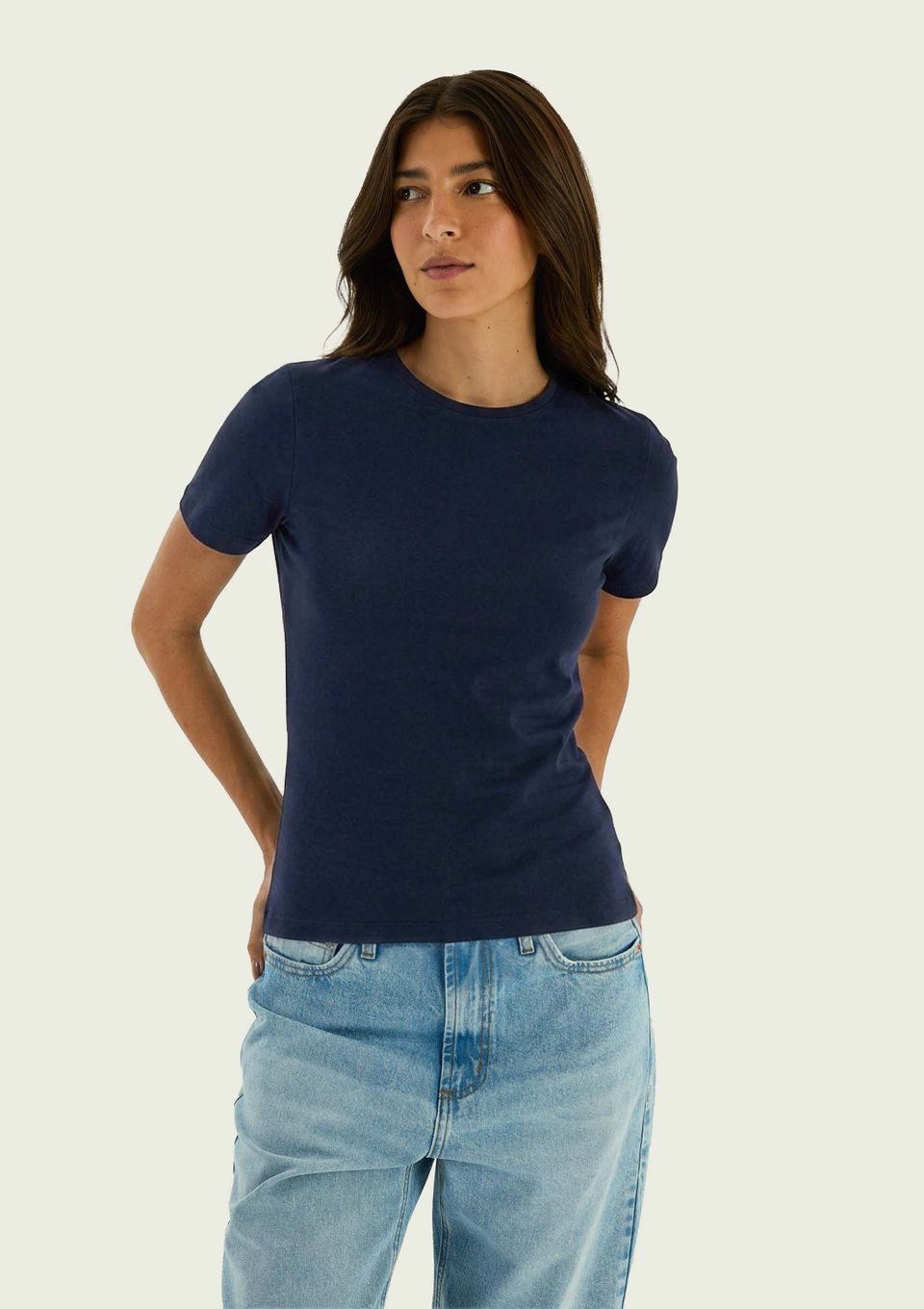 Camiseta Feminina Manga Curta em Malha - Azul