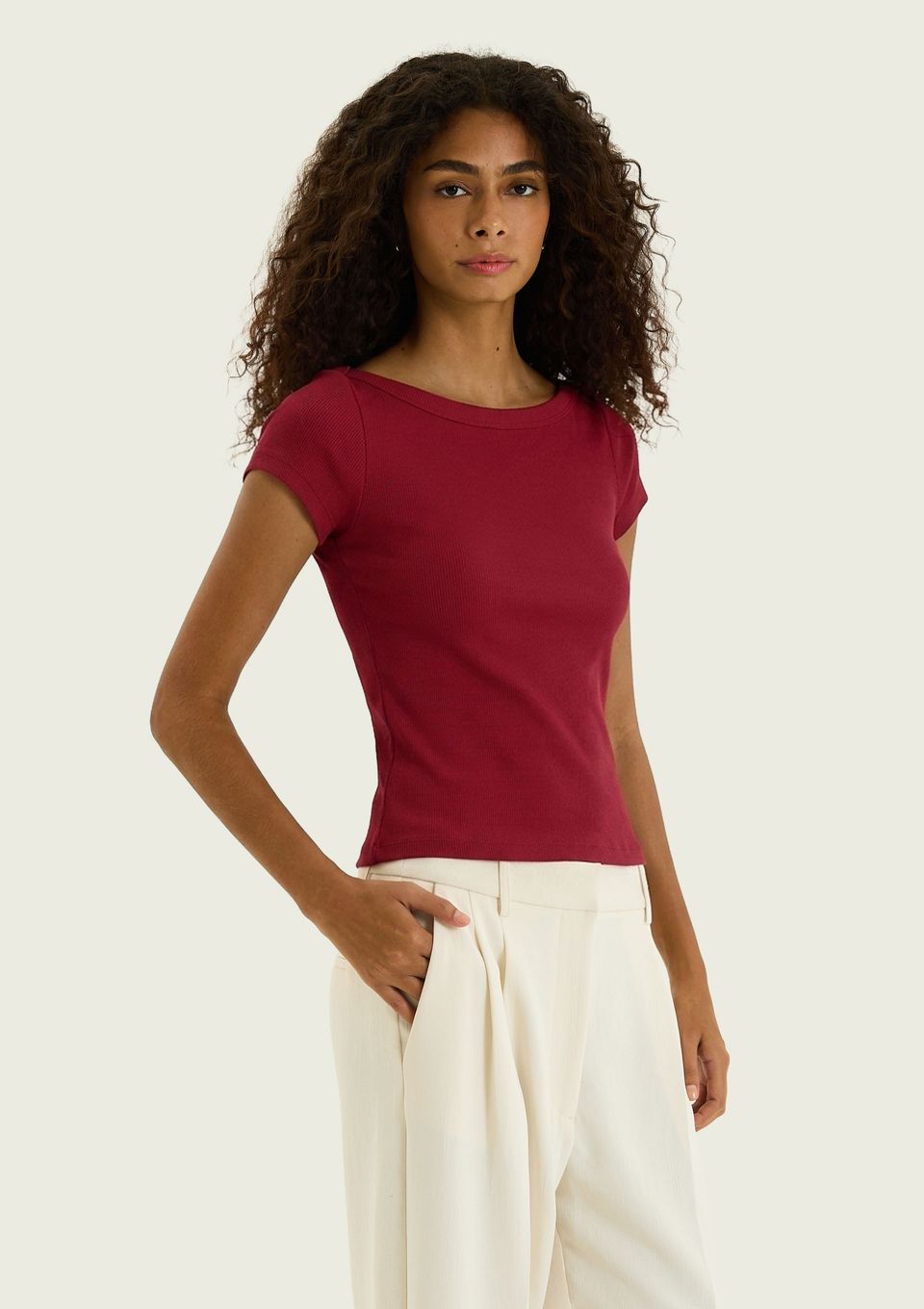 Blusa Feminina Slim em Ribana - Vermelho