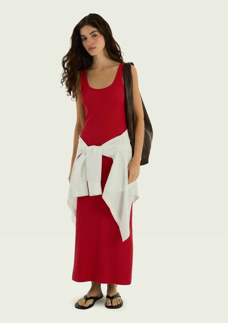 Vestido Midi em Ribana Ultrasoft - Vermelho