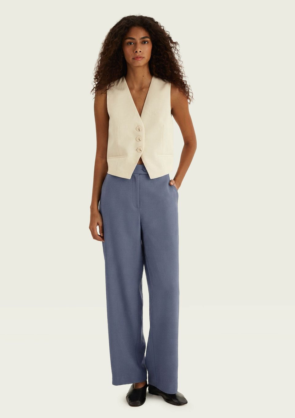 Calça Feminina Alfaiataria em Peach Touch - Azul