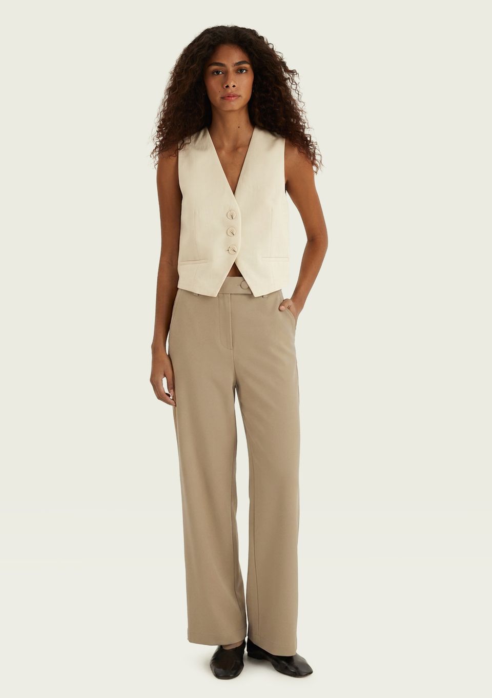 Calça Feminina Alfaiataria em Peach Touch - Bege