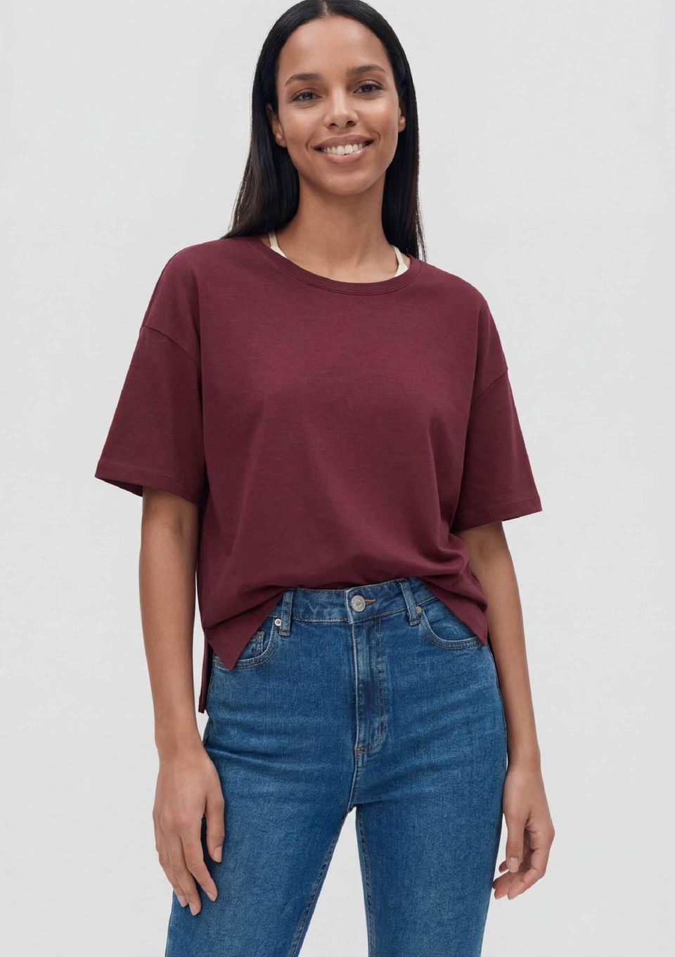 Blusa Feminina Manga Curta em Viscose - Vinho