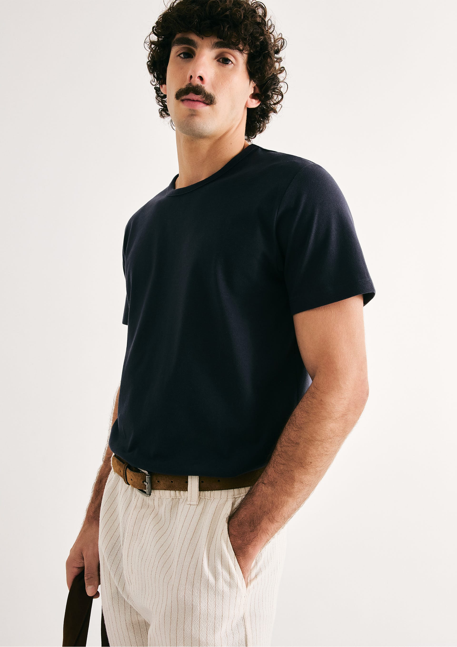 Camiseta Básica Masculina Manga Curta Slim - Azul — Hering
