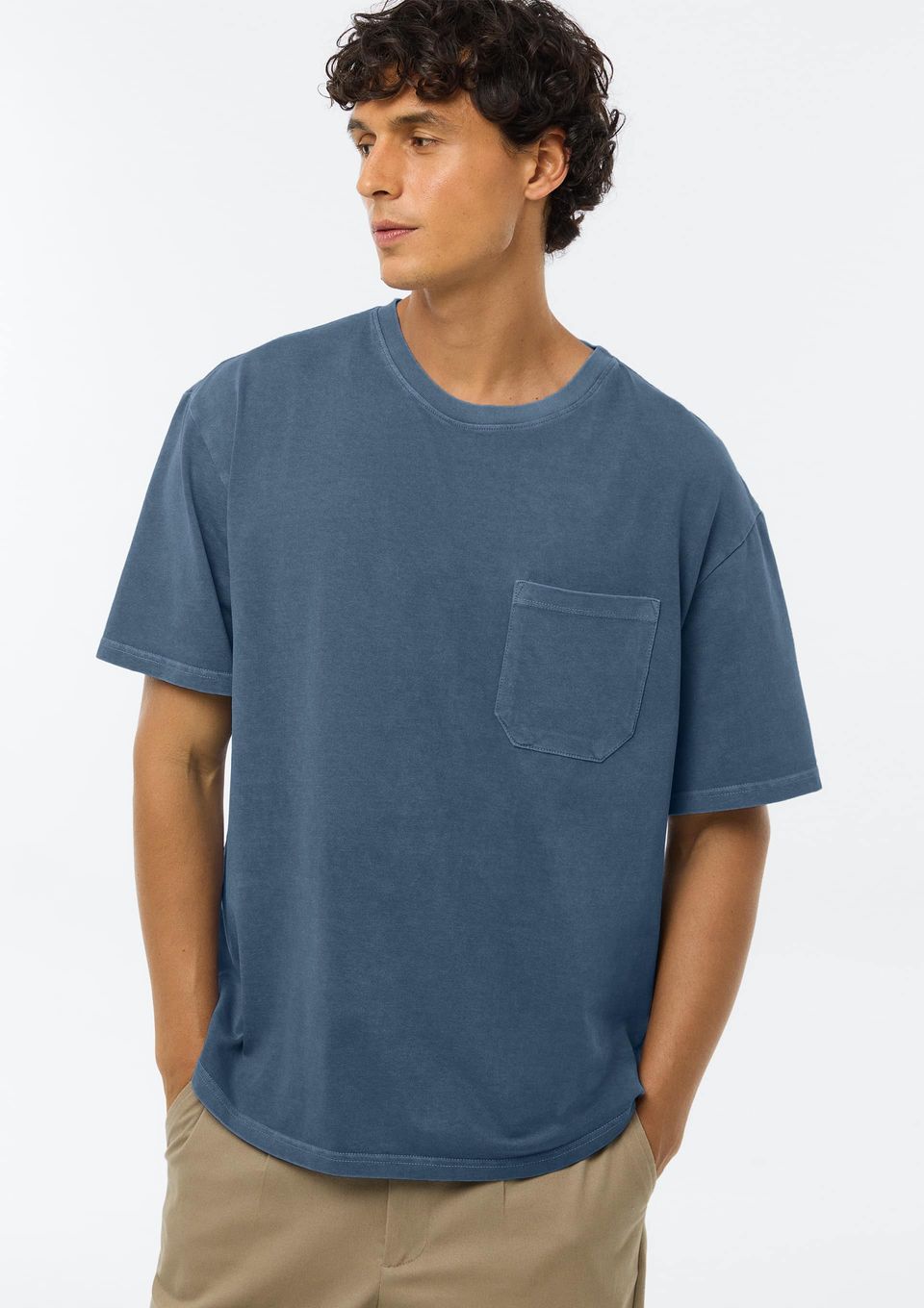 Camiseta Masculina Manga Curta Relaxed - Azul