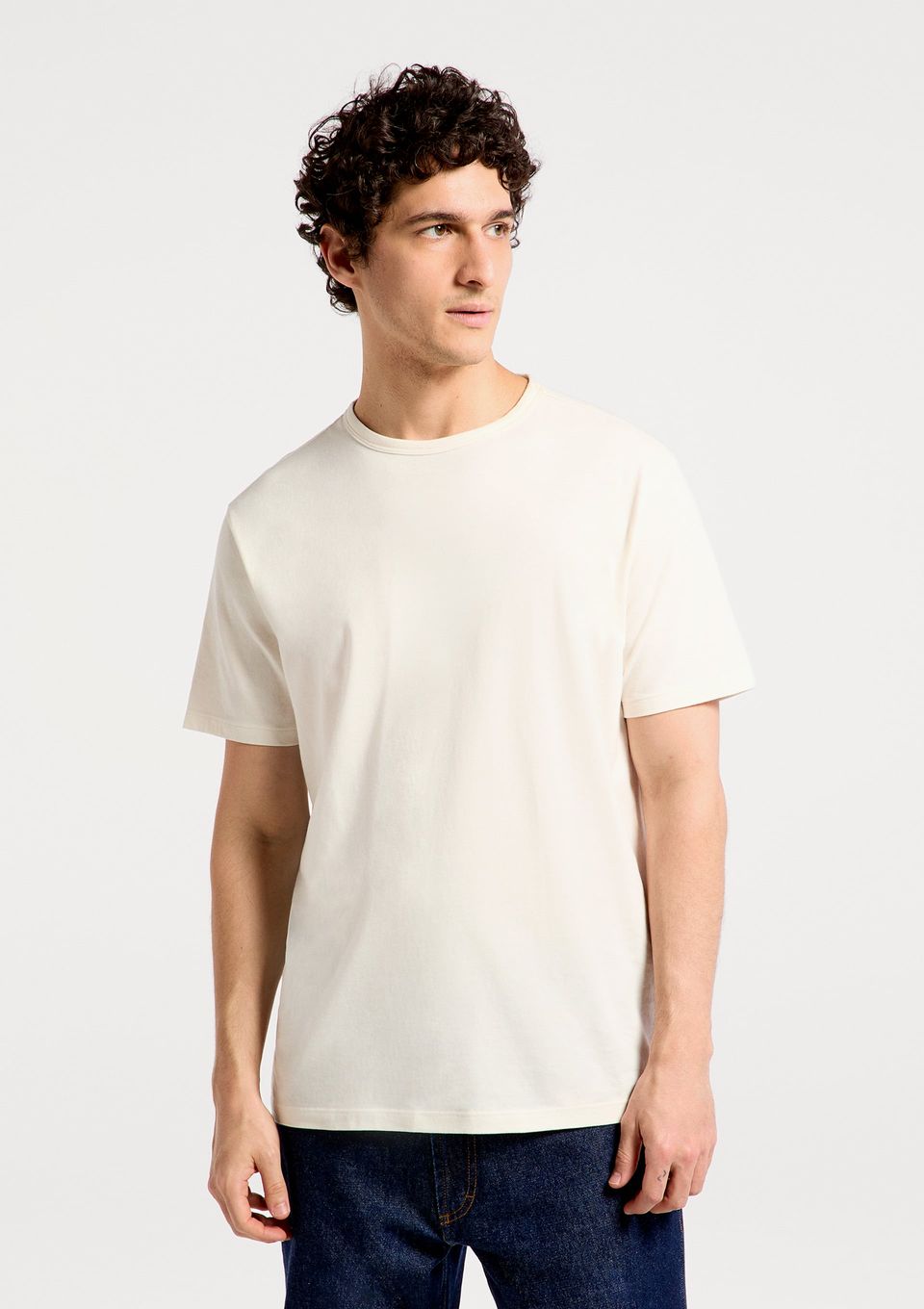 Camiseta Masculina Slim Algodão Peruano Soft Touch - Off White
