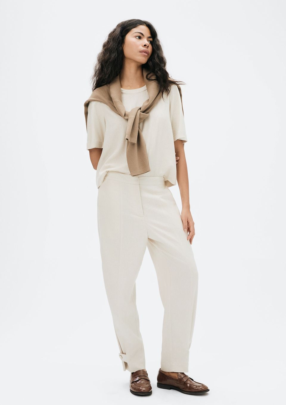 Calça Feminina em Alfaiataria com Linho - Off White