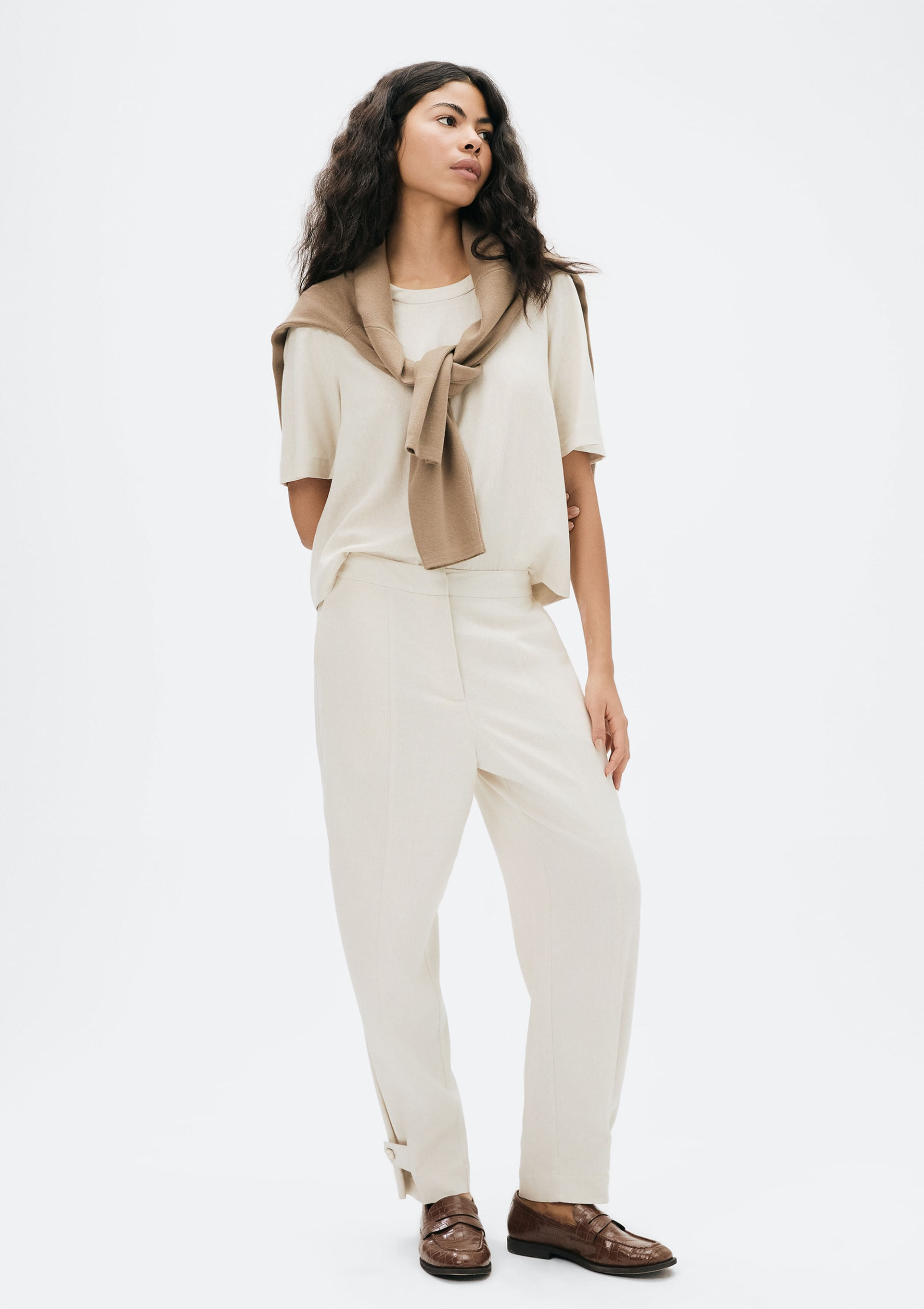 Calça Feminina em Alfaiataria com Linho - Off White — Hering