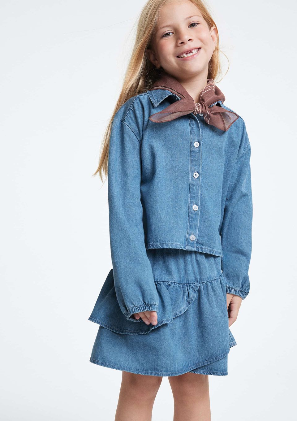 Camisa Jeans Infantil Menina - Azul