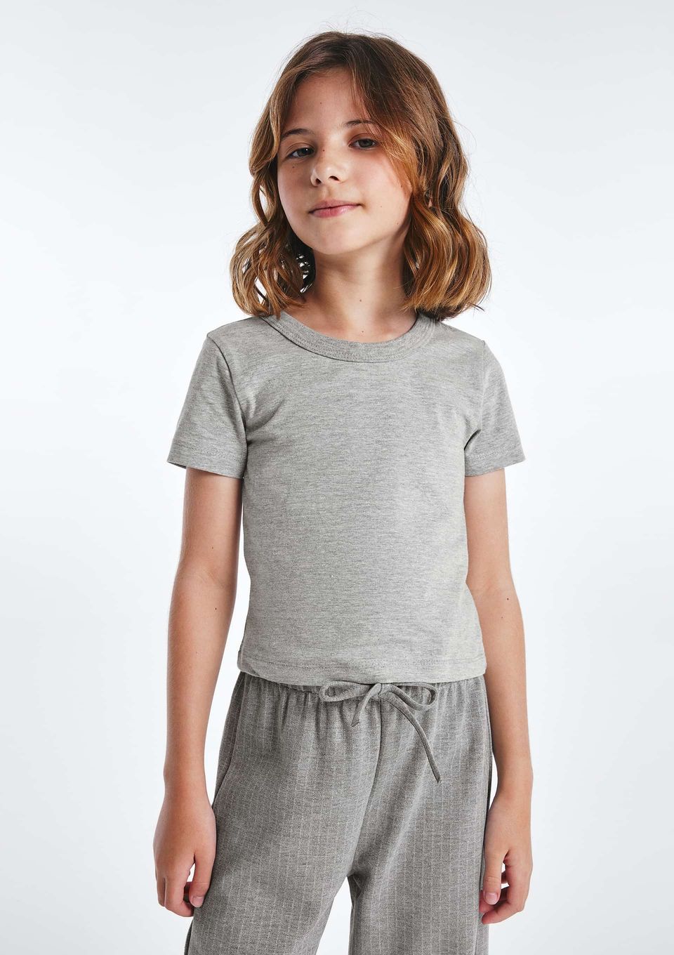Blusa Infantil Menina Baby Tee - Cinza