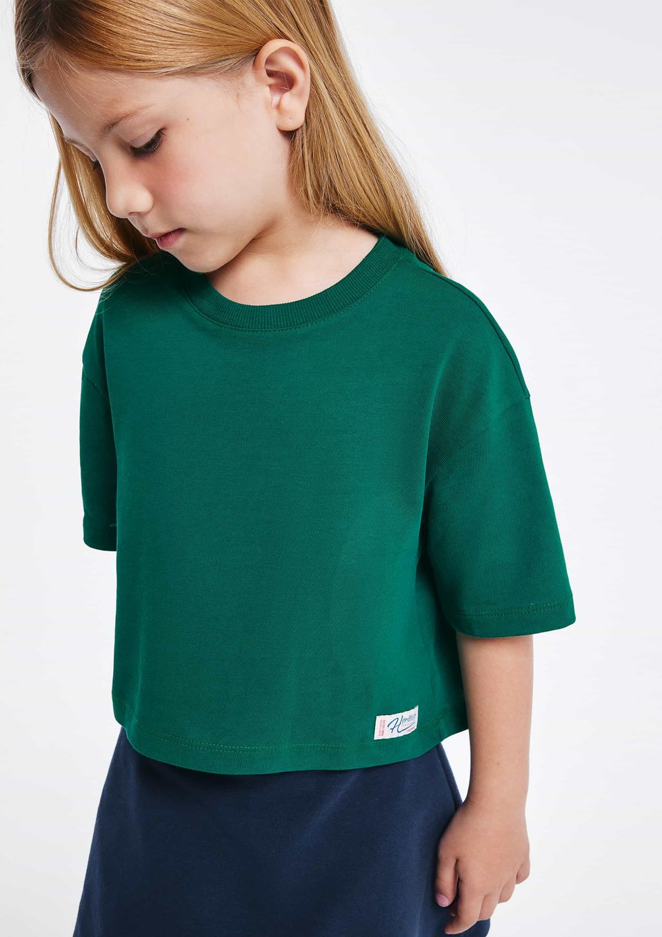 Blusa Infantil Menina Oversized em Malha Binada - Verde