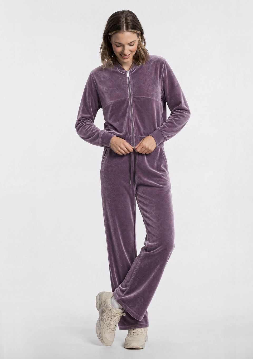 Calça Feminina Pantalona em Plush - Roxo