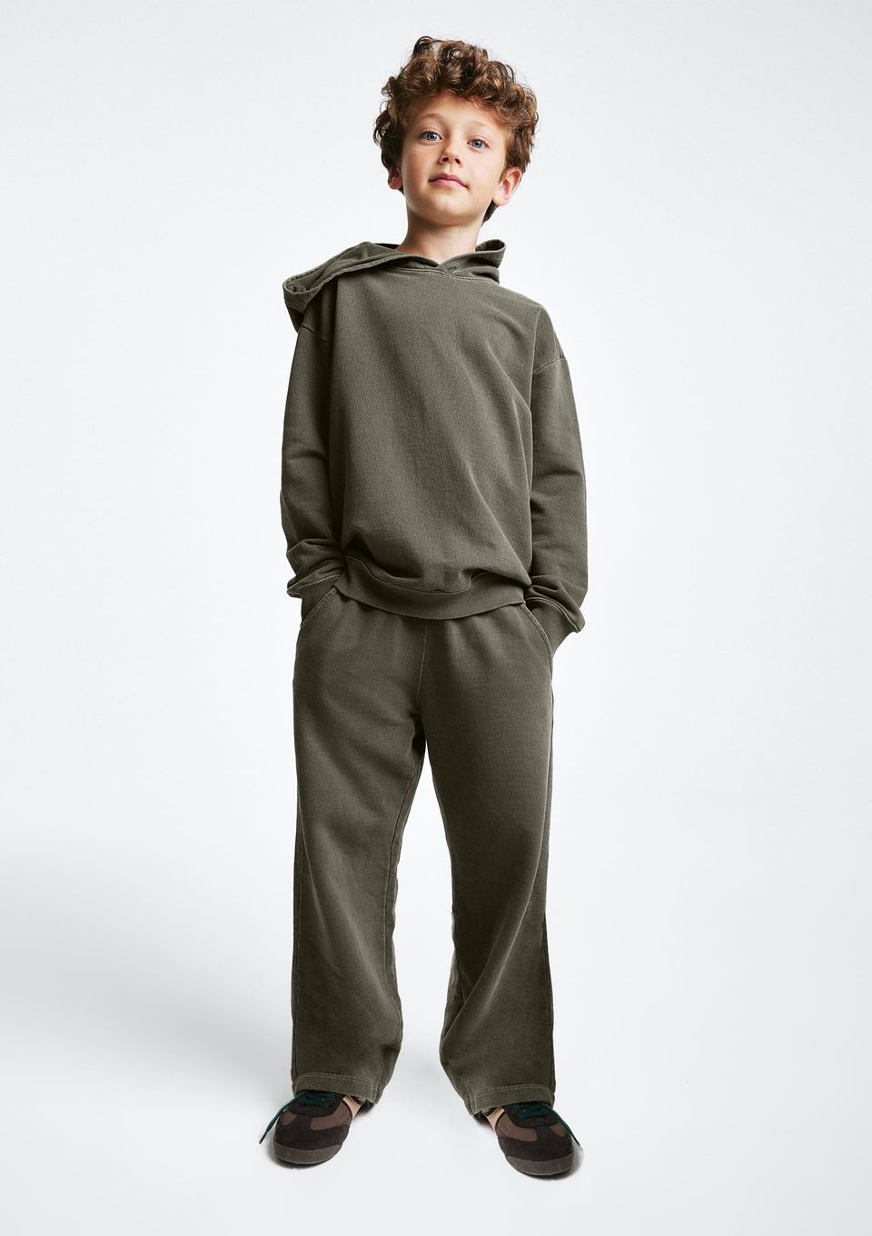 Calça Infantil Menino Reta em Moletom Estonado - Verde
