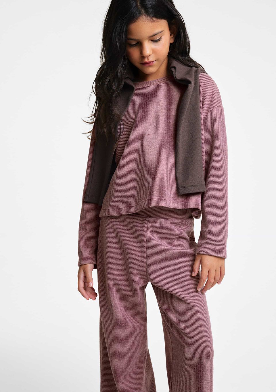 Blusa Infantil Menina Manga Longa em Veludo Estonado - Vinho
