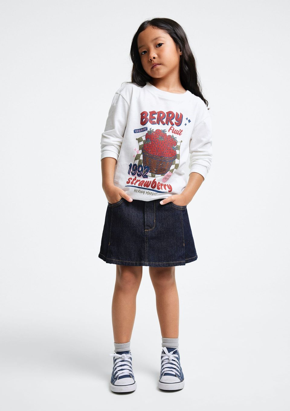 Blusa Infantil Menina Manga Longa com Estampa - Off White