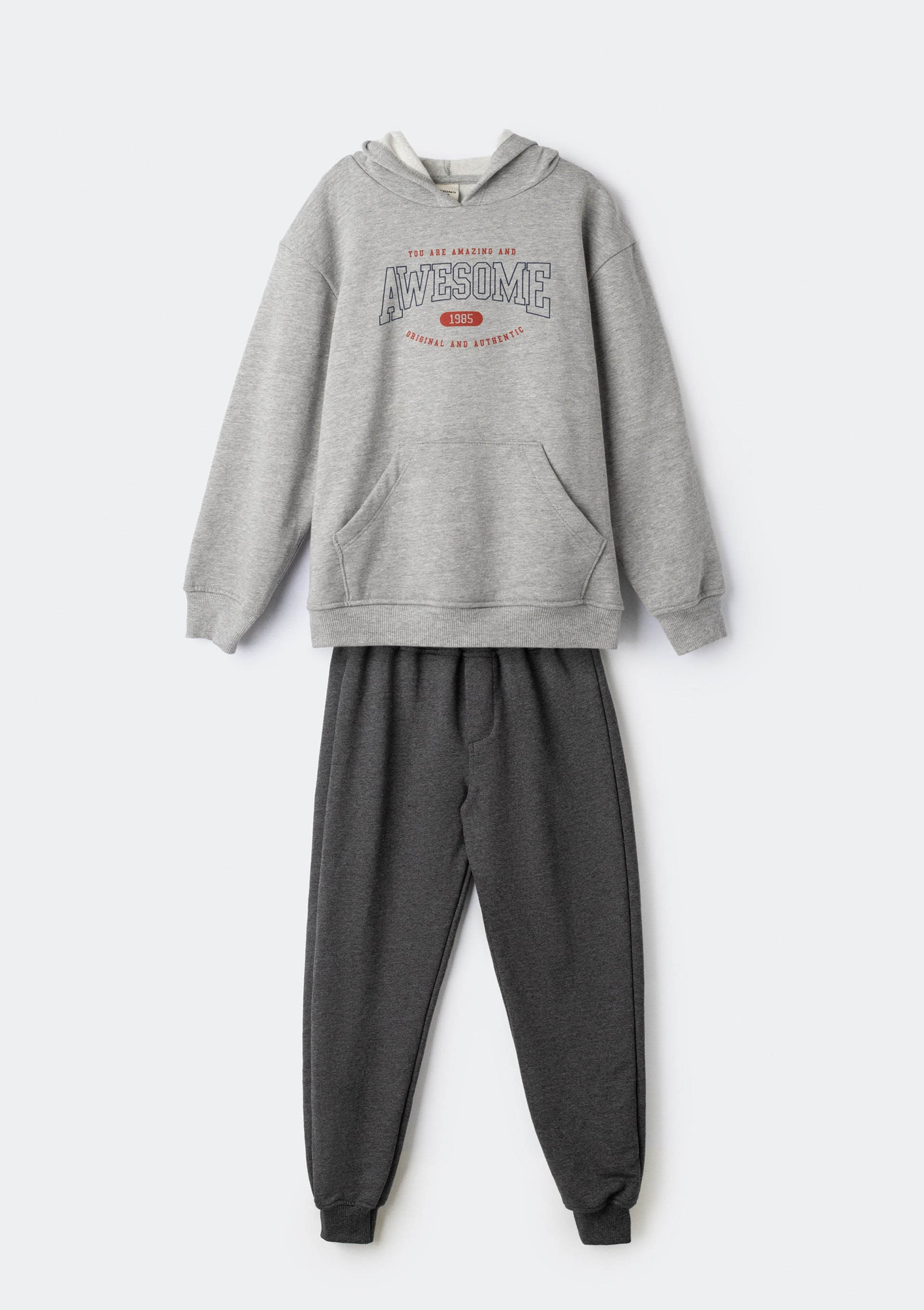 Conjunto Longo Infantil Menino em Moletom - Cinza — Hering