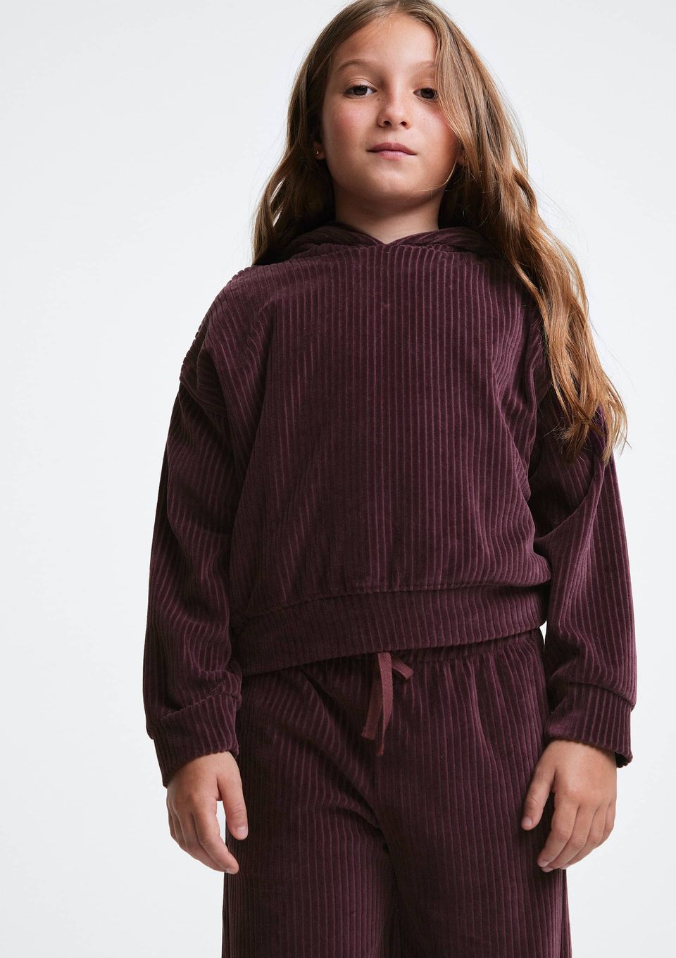 Blusão Infantil Menina Oversized em Veludo - Vinho