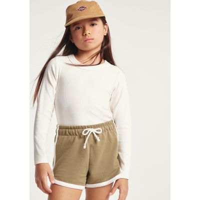 Blusa Infantil Menina Manga Longa Em Ribana - Off white