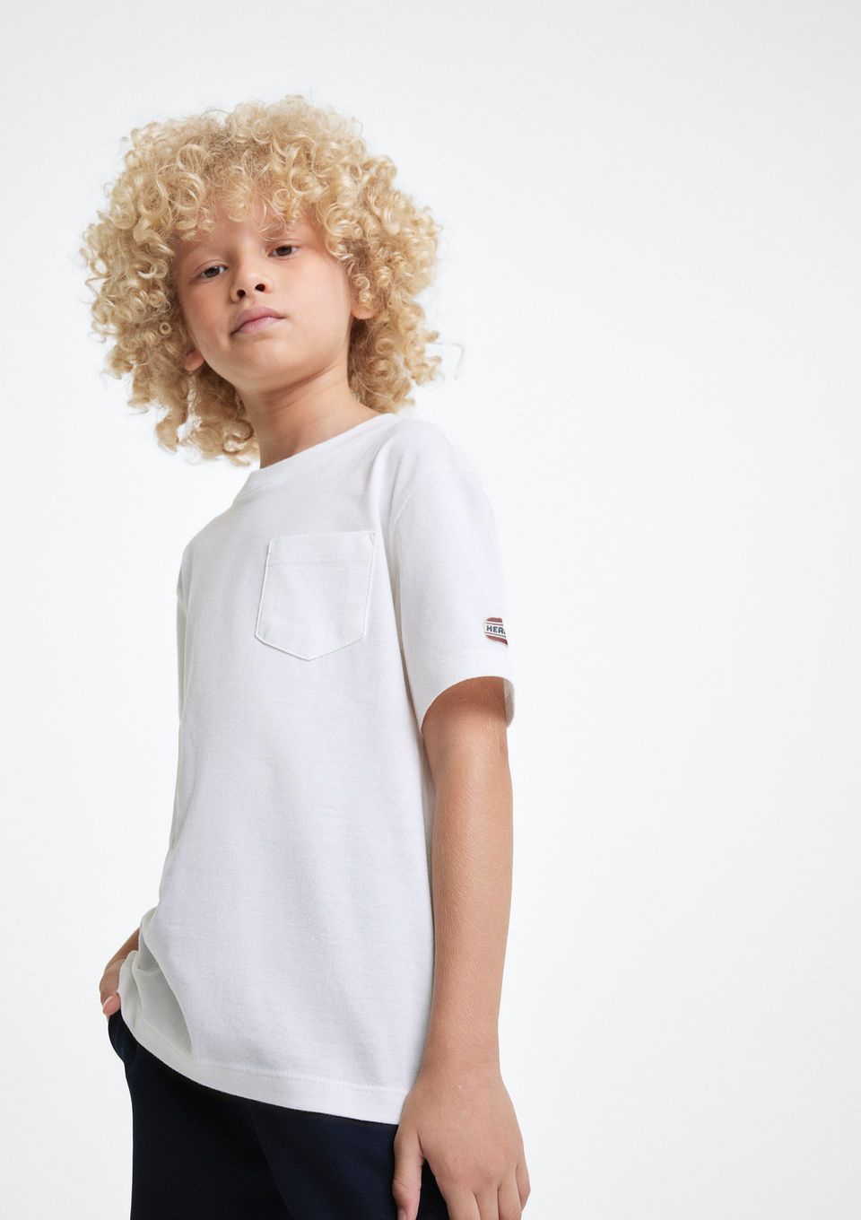 Camiseta Infantil Menino com Patch - Off White