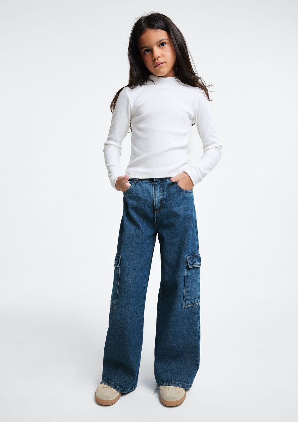Calça Jeans Wide Leg Infantil Menina - Azul