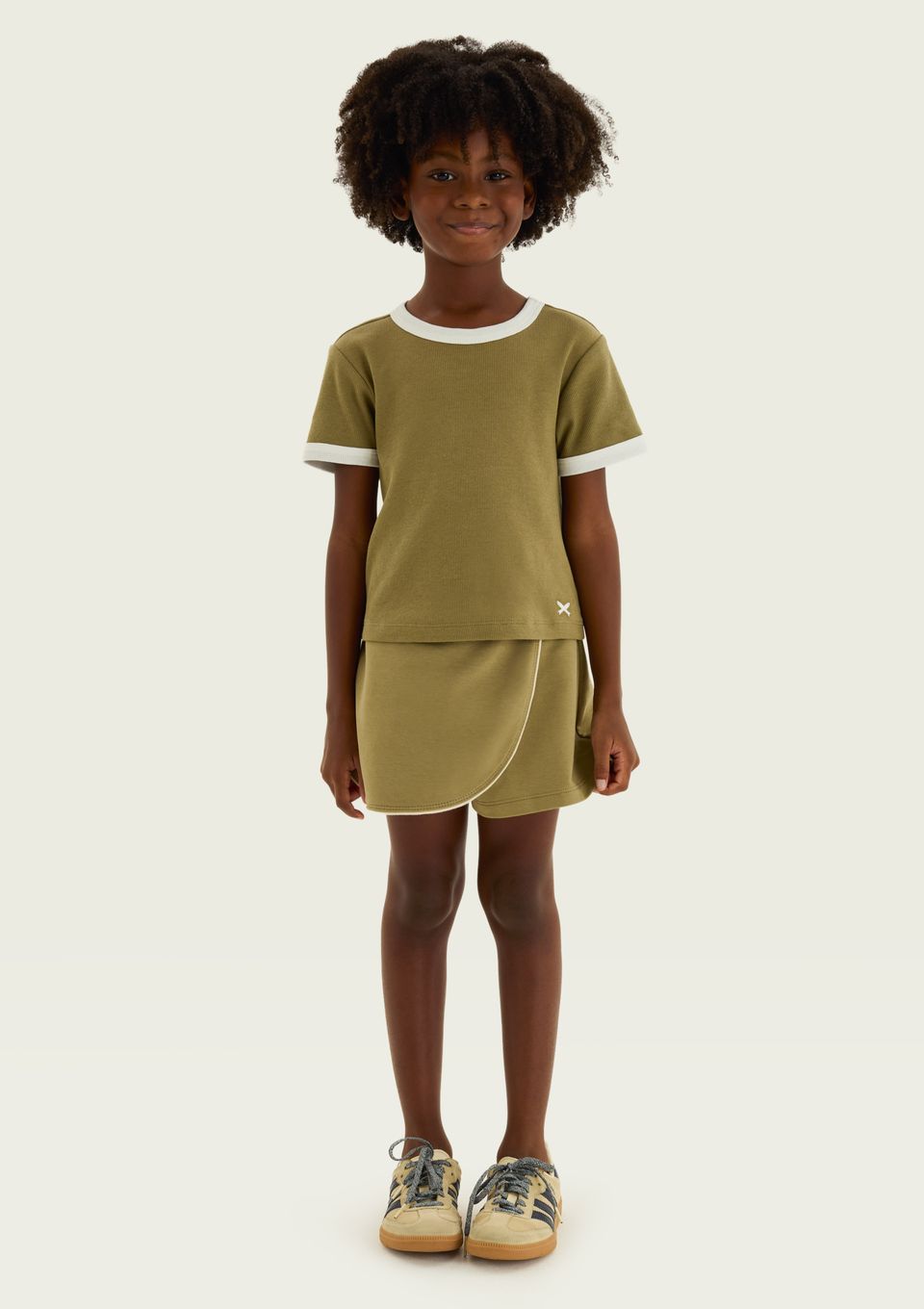 Shorts Saia Infantil com Sobreposição - Verde