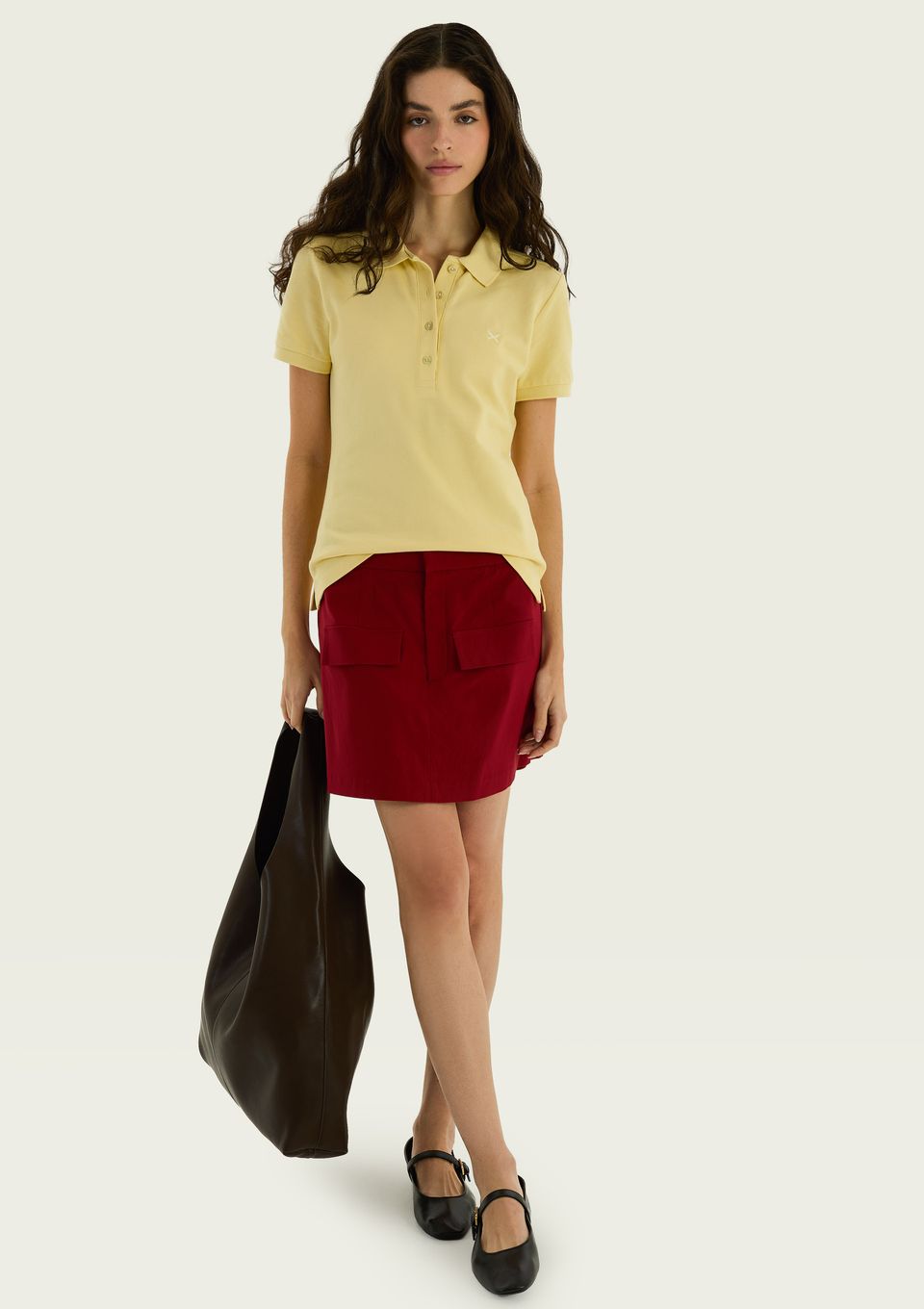 Shorts Saia em Alfaiataria com Lapela - Vermelho