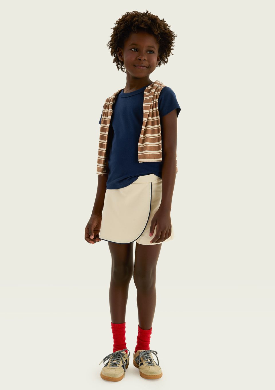 Shorts Saia Infantil com Sobreposição - Creme