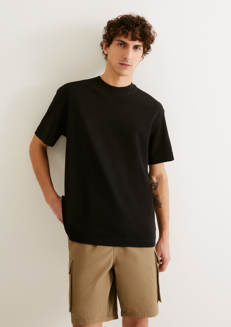 Camiseta Masculina Manga Curta em Malha Tech - Preto