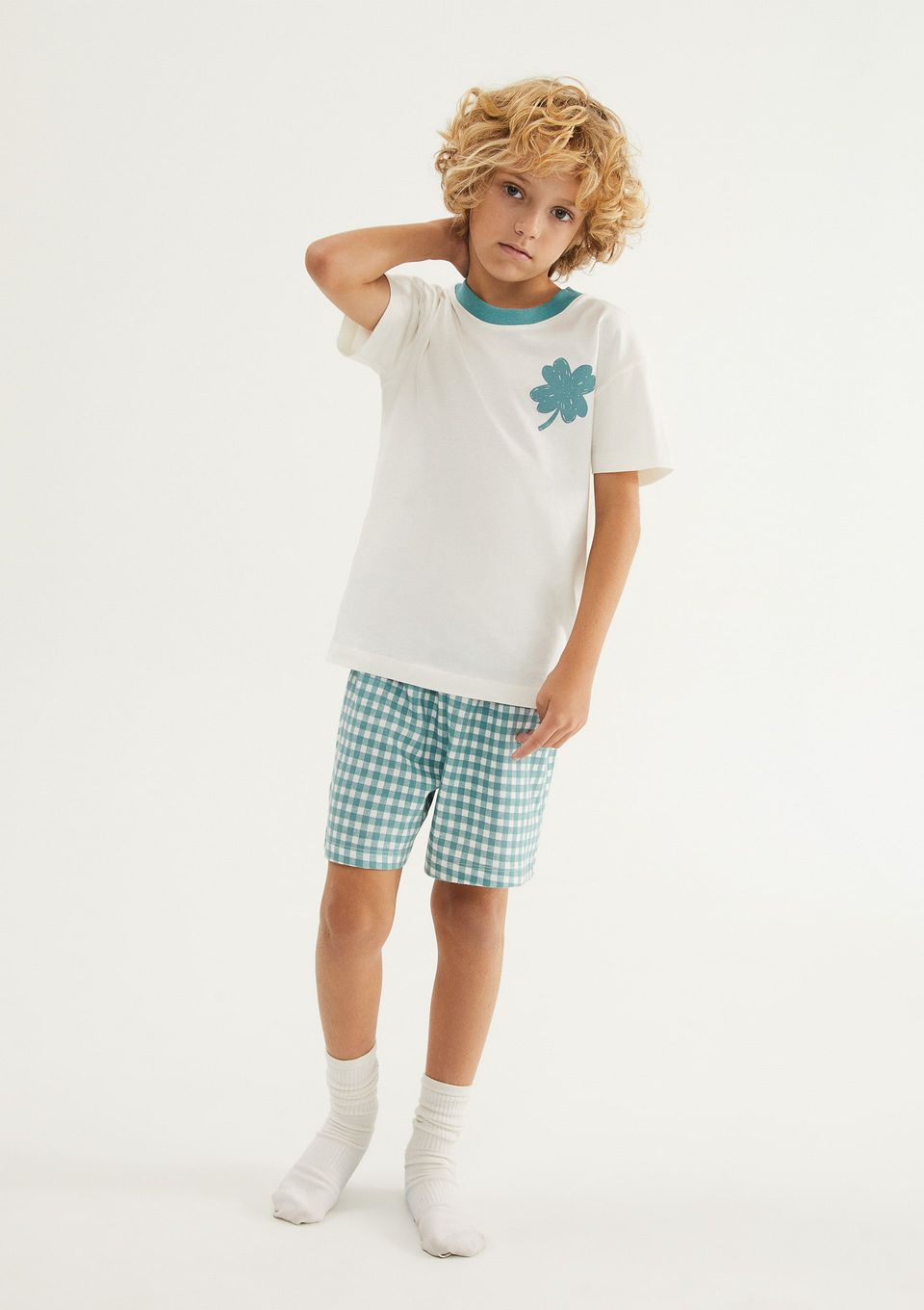 Pijama Curto Infantil Unissex + Porta Pijamas - Creme