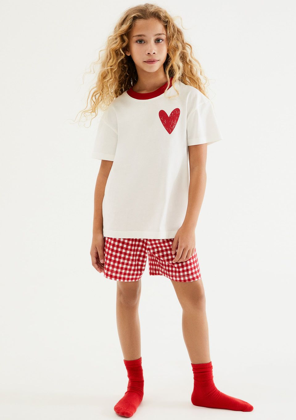 Pijama Curto Infantil Menina Estampado + Porta Pijamas - Off White