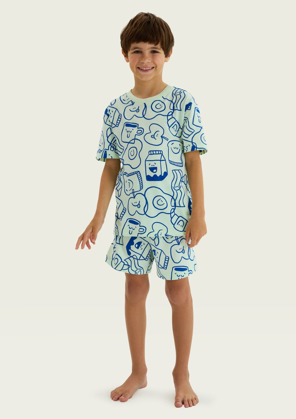 Pijama Curto Infantil Que Brilha No Escuro - Verde