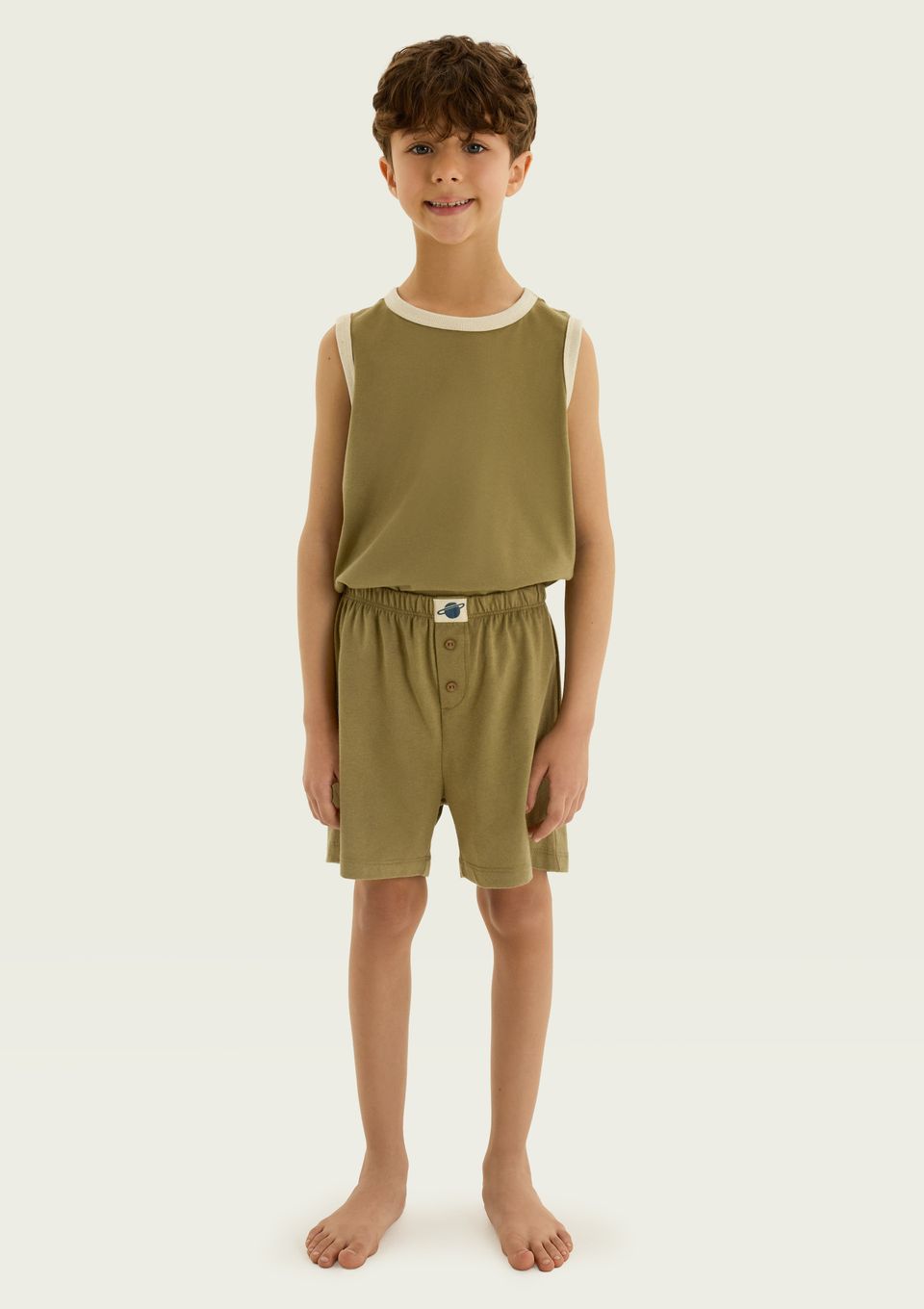 Pijama Curto Infantil Menino com Regata - Verde