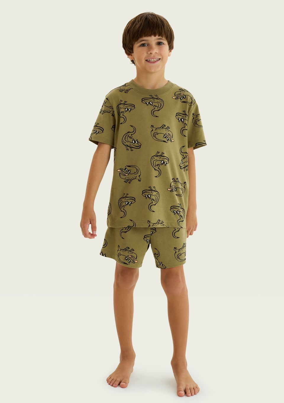 Pijama Curto Infantil Que Brilha No Escuro - Verde