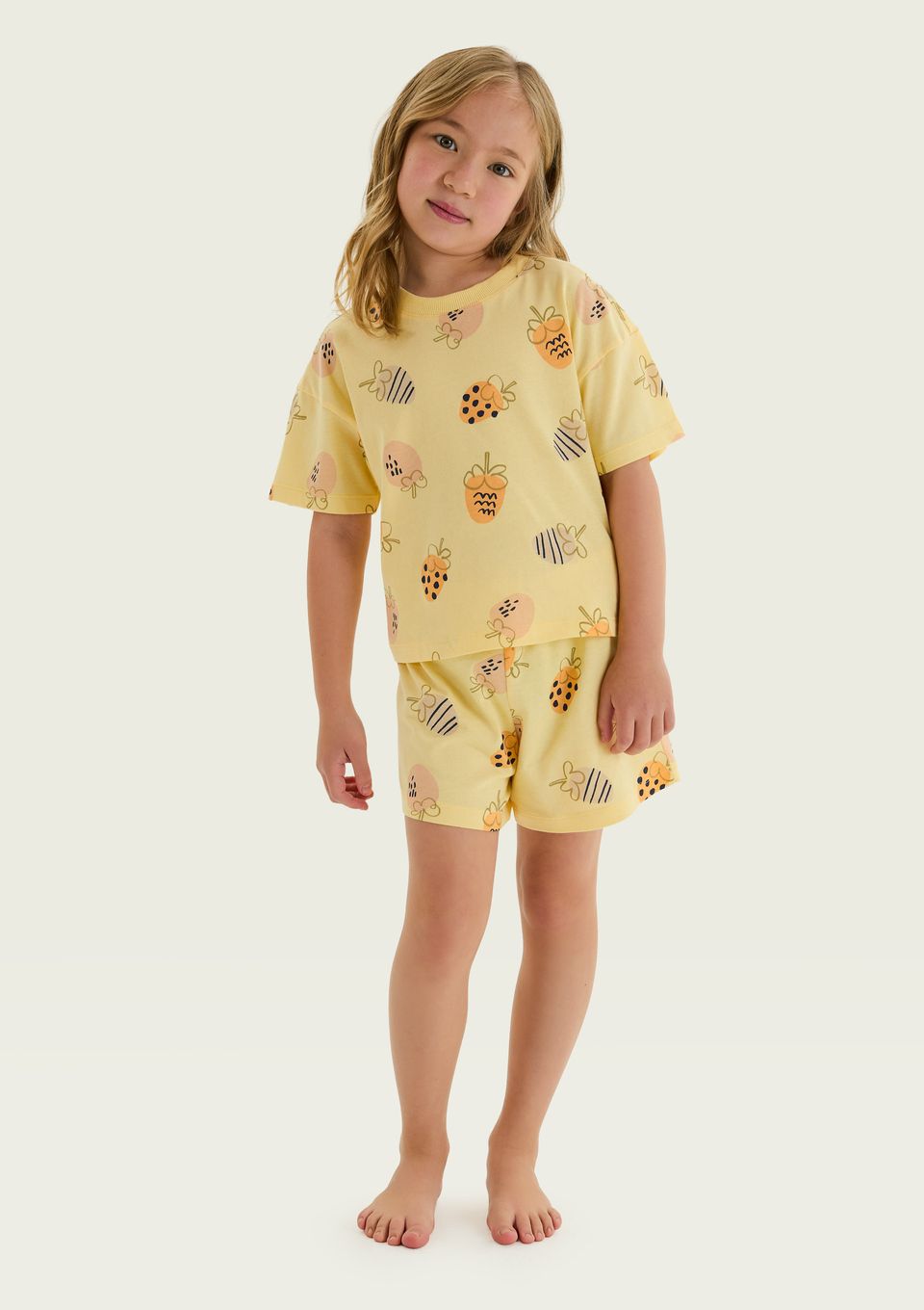 Pijama Infantil Menina Box Estampado - Amarelo