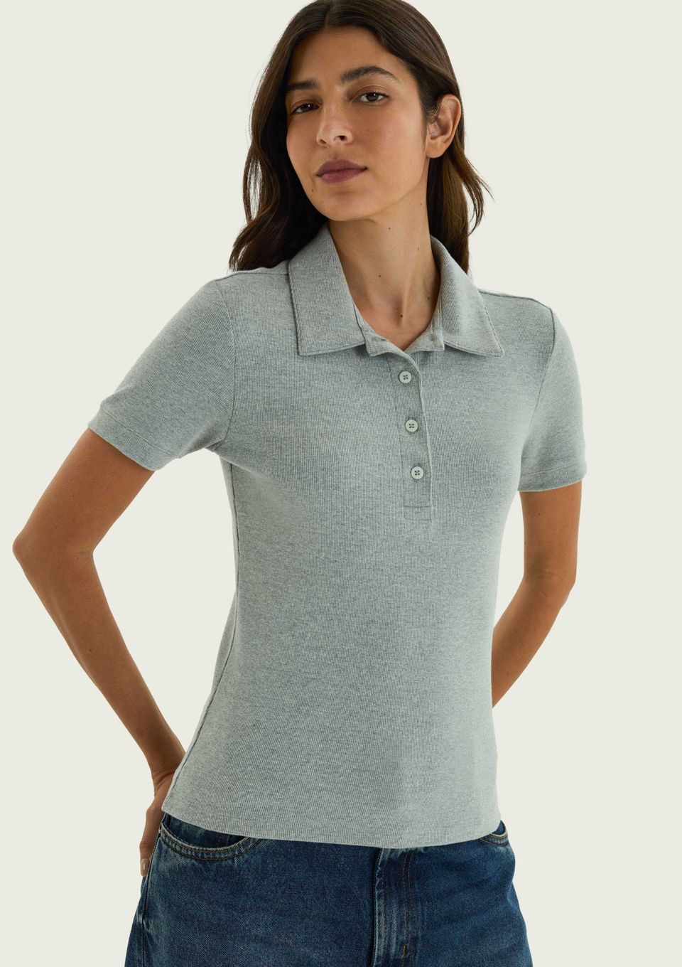 Polo Feminina em Ribana Ultra Soft - Azul