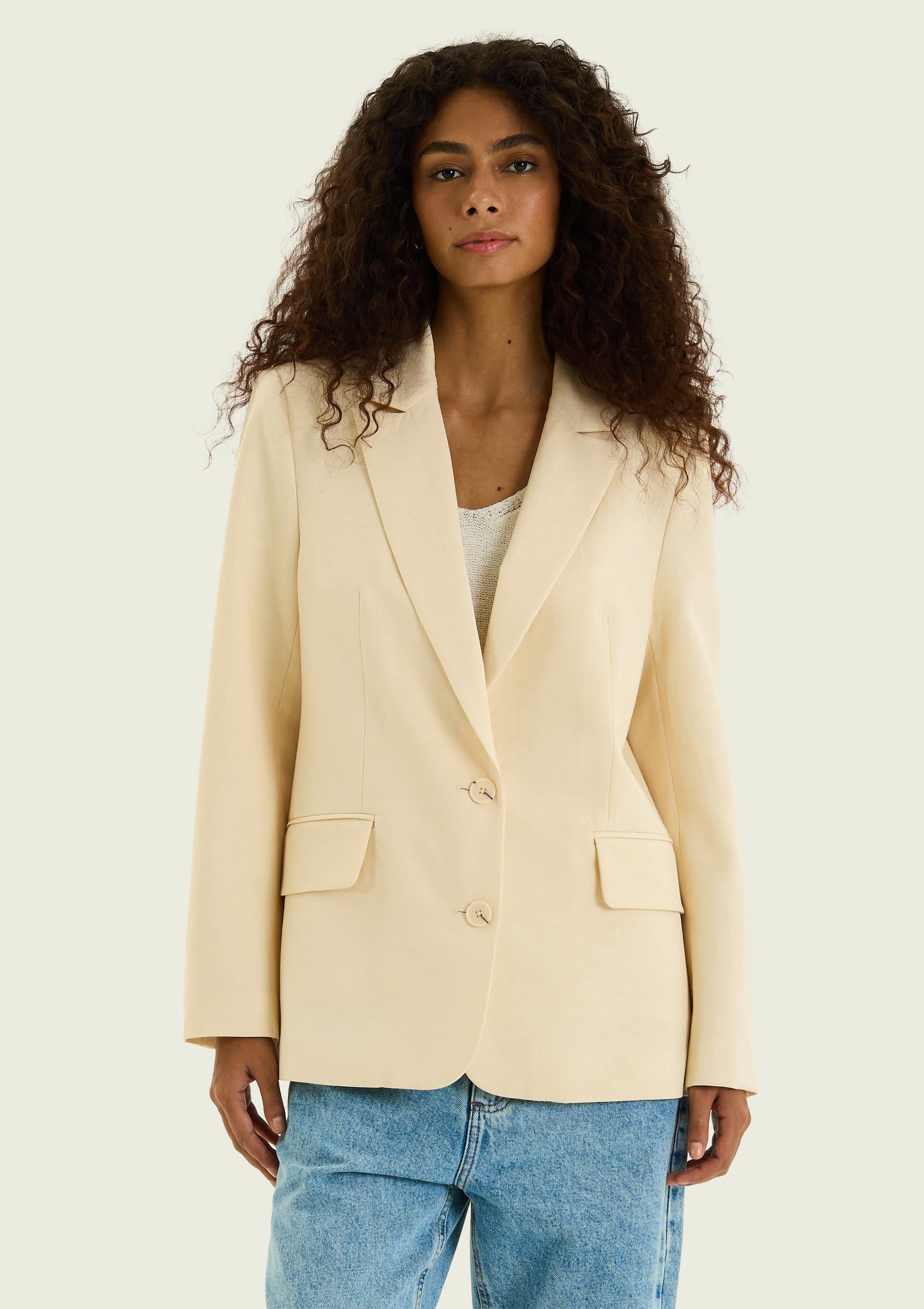 Blazer Feminino Oversized em Viscolinho - Creme — Hering