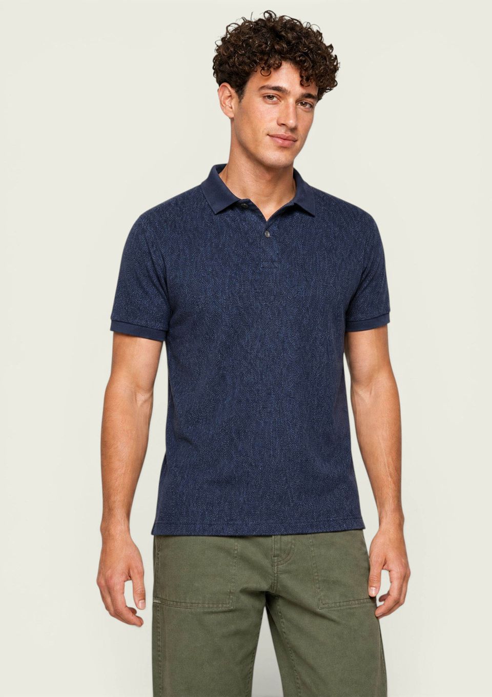 Polo Masculina Manga Curta Espinha de Peixe - Azul