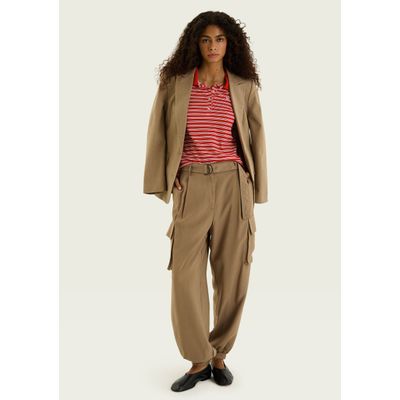 Calça Feminina Jogger Com Faixa - Bege